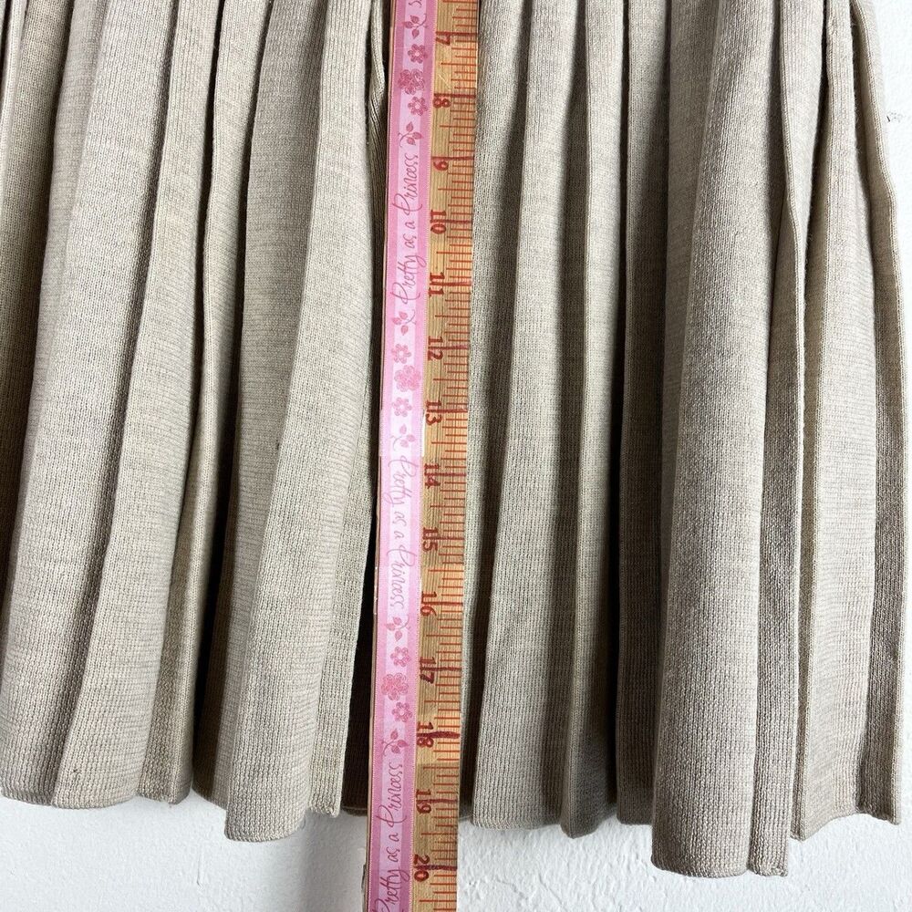 Adrienne Vittadini Vintage Wool Pleated Skirt S Beige Taupe Knit 100% Wool - Picture 7 of 11
